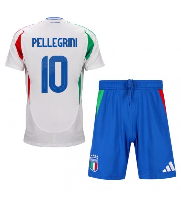 Italien Lorenzo Pellegrini #10 Replika Babytøj Udebanesæt Børn EM 2024 Kortærmet (+ Korte bukser)
